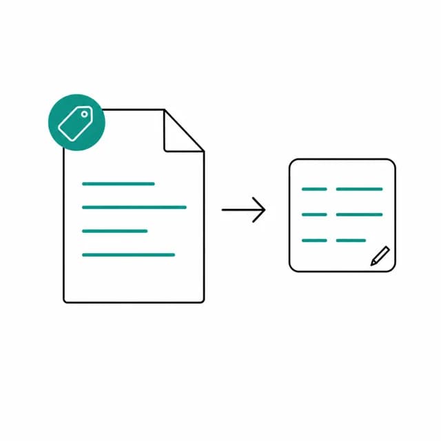 Illustration of a PDF document with its metadata fields, like Title and Author, being edited