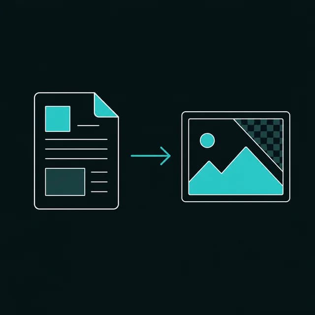 Illustration of a PDF page converting into a PNG image file