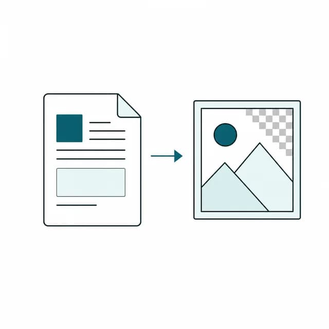 Illustration of a PDF page converting into a PNG image file