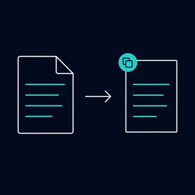 Illustration of text being extracted from a PDF document into a plain text file