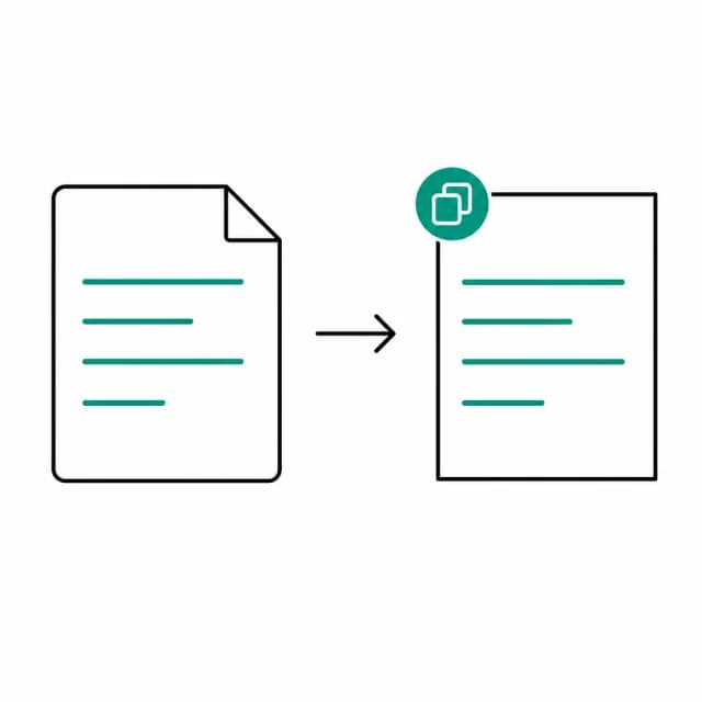 Illustration of text being extracted from a PDF document into a plain text file