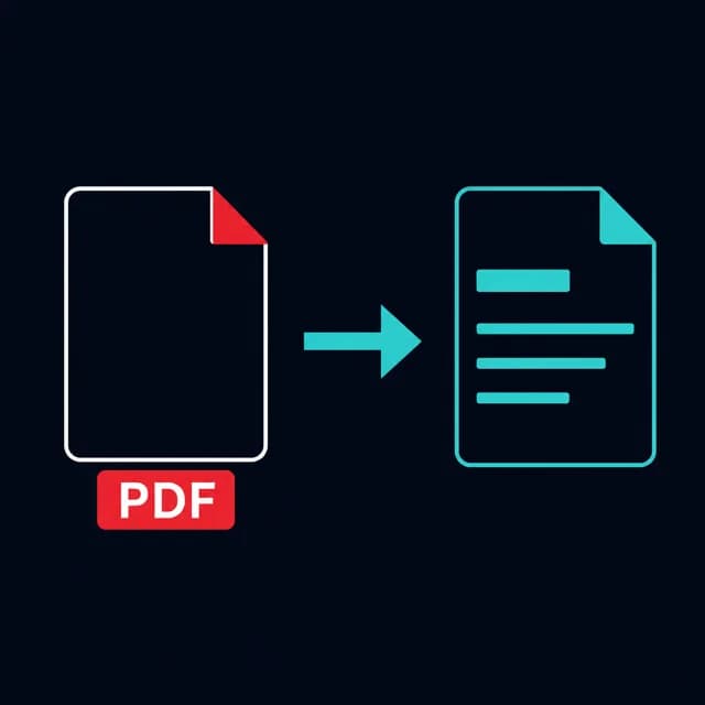 Illustration of a PDF page being converted into an editable Word document