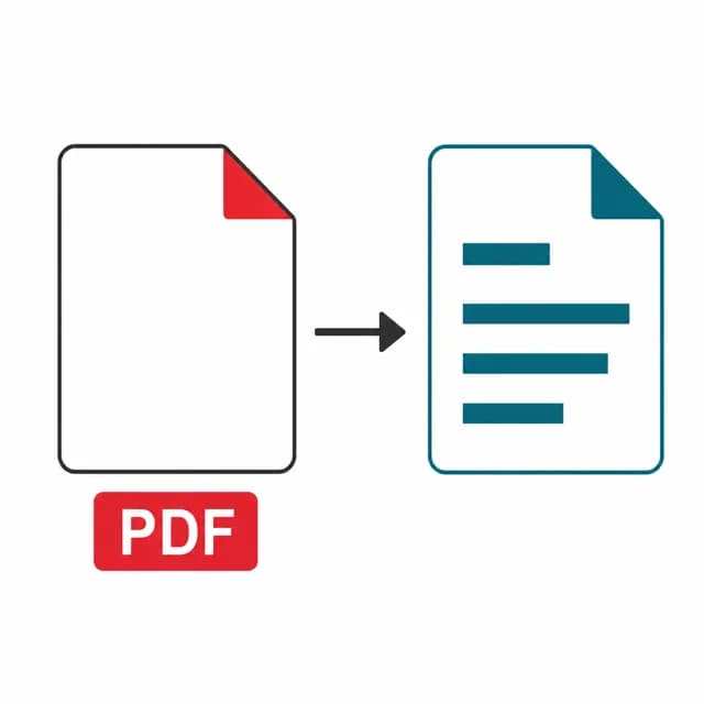 Illustration of a PDF page being converted into an editable Word document