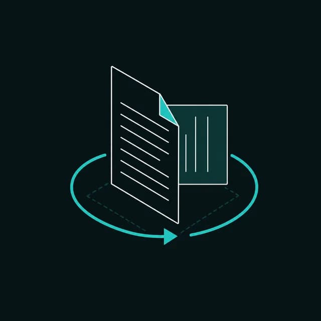 Illustration of a PDF page rotating to fix its orientation