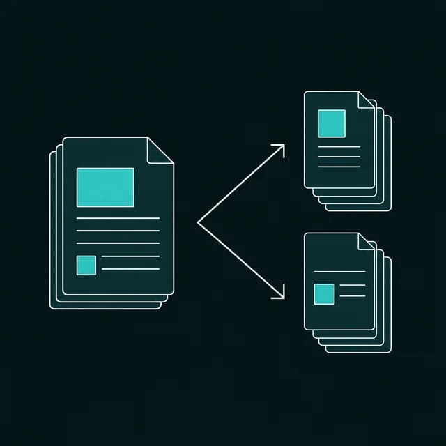 Illustration of one PDF document splitting into two separate files