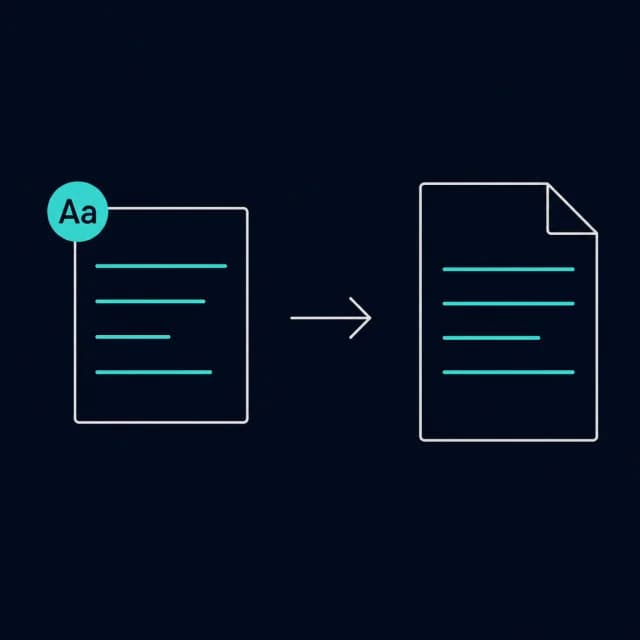 Illustration of plain text converting into a paginated PDF document