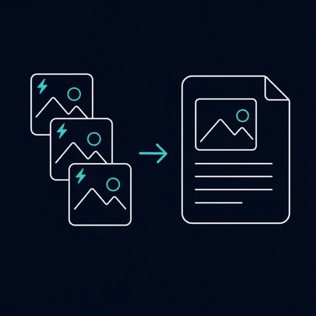 Illustration of WebP images converting into a single PDF document