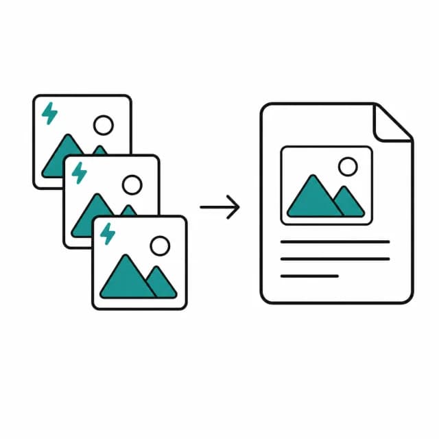 Illustration of WebP images converting into a single PDF document