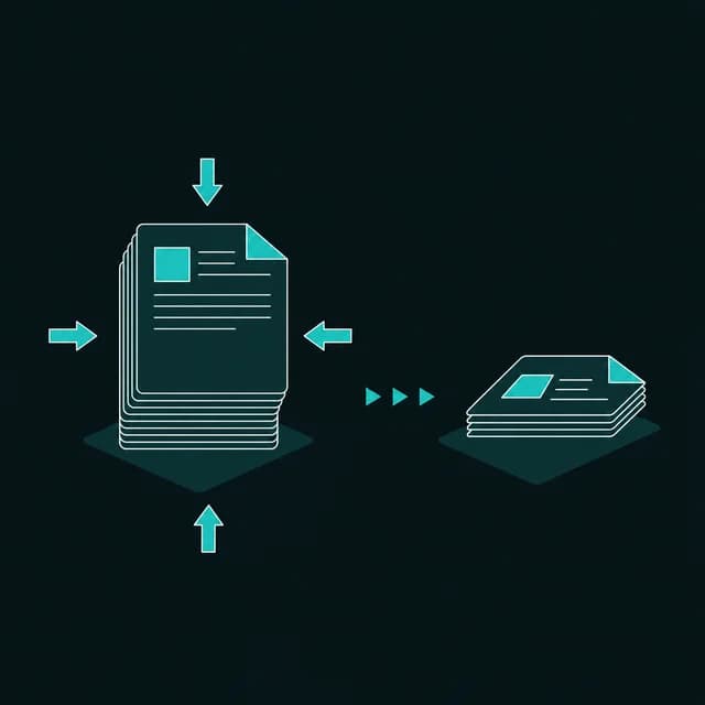 Illustration of a PDF document shrinking to a smaller file size