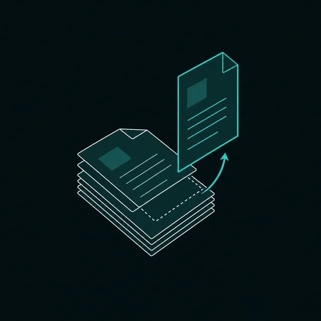Illustration of a single page being extracted from a PDF document
