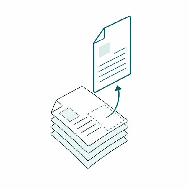 Illustration of a single page being extracted from a PDF document