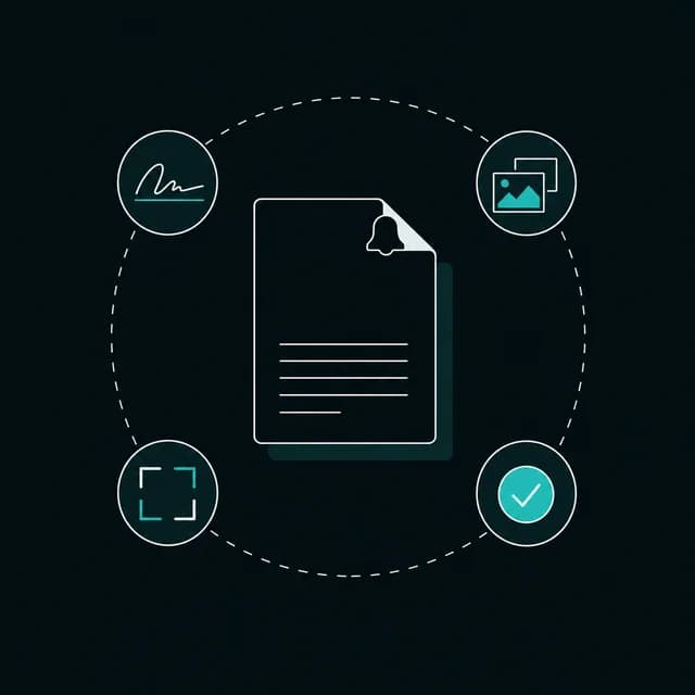 Illustration of a PDF document surrounded by PDFBell's merge, sign, convert, and organize tools