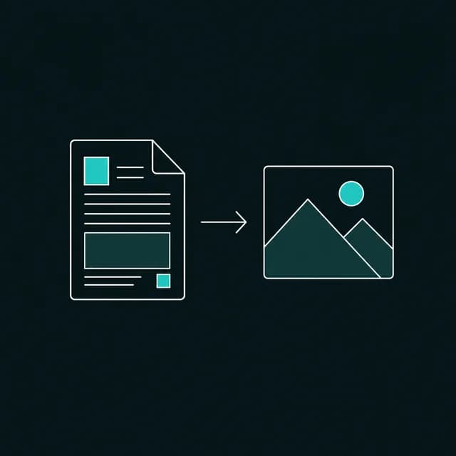 Illustration of a PDF page converting into a JPG photo file