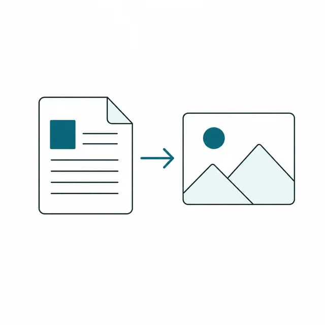 Illustration of a PDF page converting into a JPG photo file