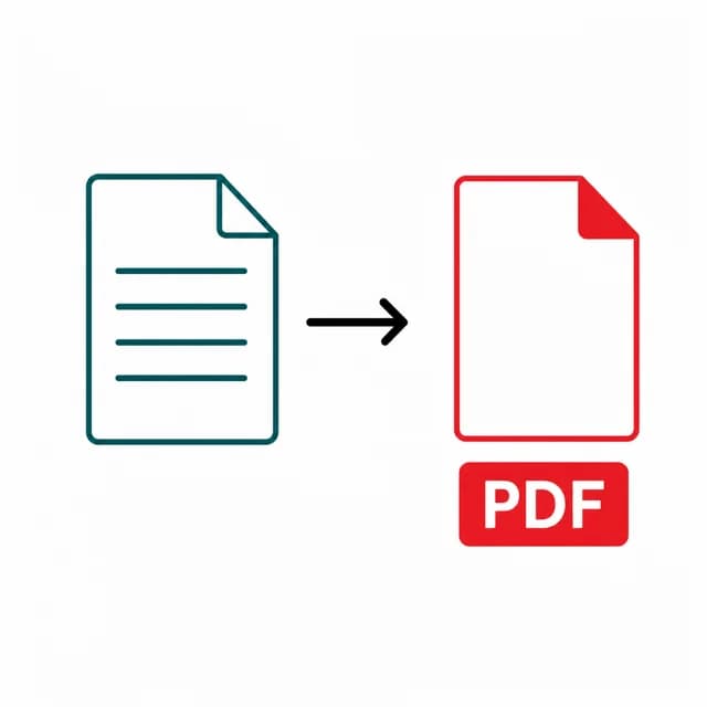 Illustration of a Word document being converted into a PDF file